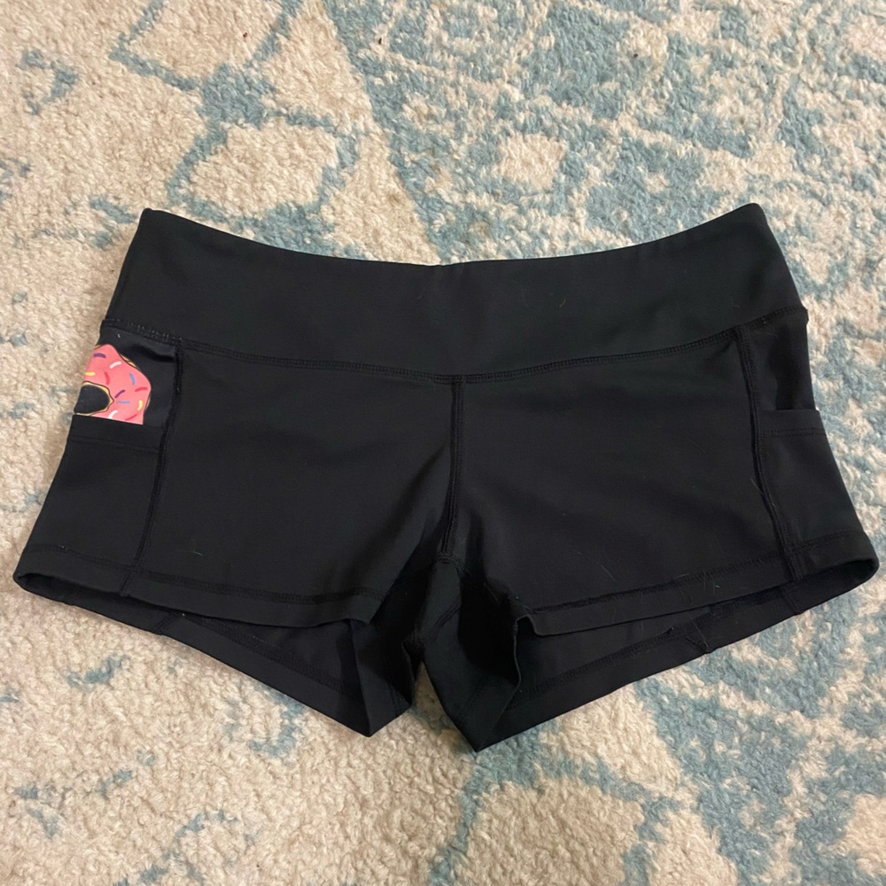 Feed me fight me donut workout shorts